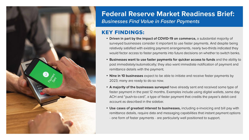 Key Findings of Federal Reserve Market Readiness Brief: Businesses Find Value in Faster Payments (Off-site)