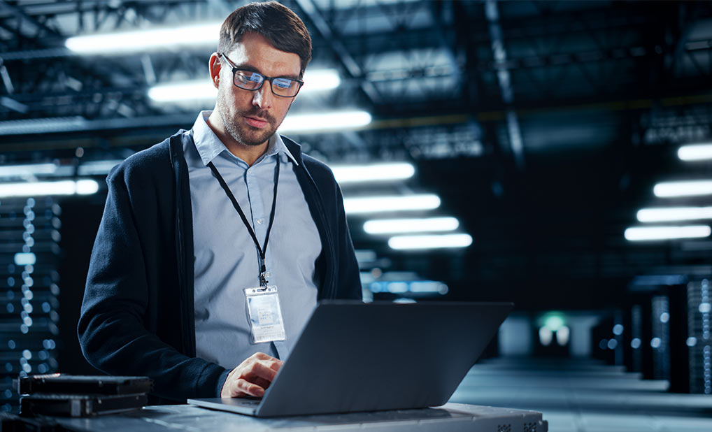 Person looking at laptop