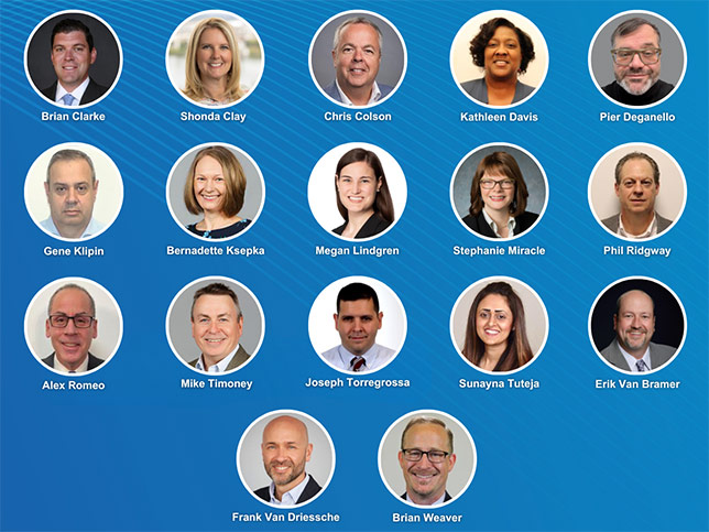 Brian Clarke, Shonda Clay, Chris Colson, Kathleen Davis, Pier Deganello, Gene Klipin, Bernadette Ksepka, Megan Lindgren, Stephanie Miracle, Phil Ridgway, Alex Romeo, Mike Timoney, Joseph Torregrossa, Sunayna Tuteja, Erik Van Bramer, Frank Van Dreissche, Brian Weaver