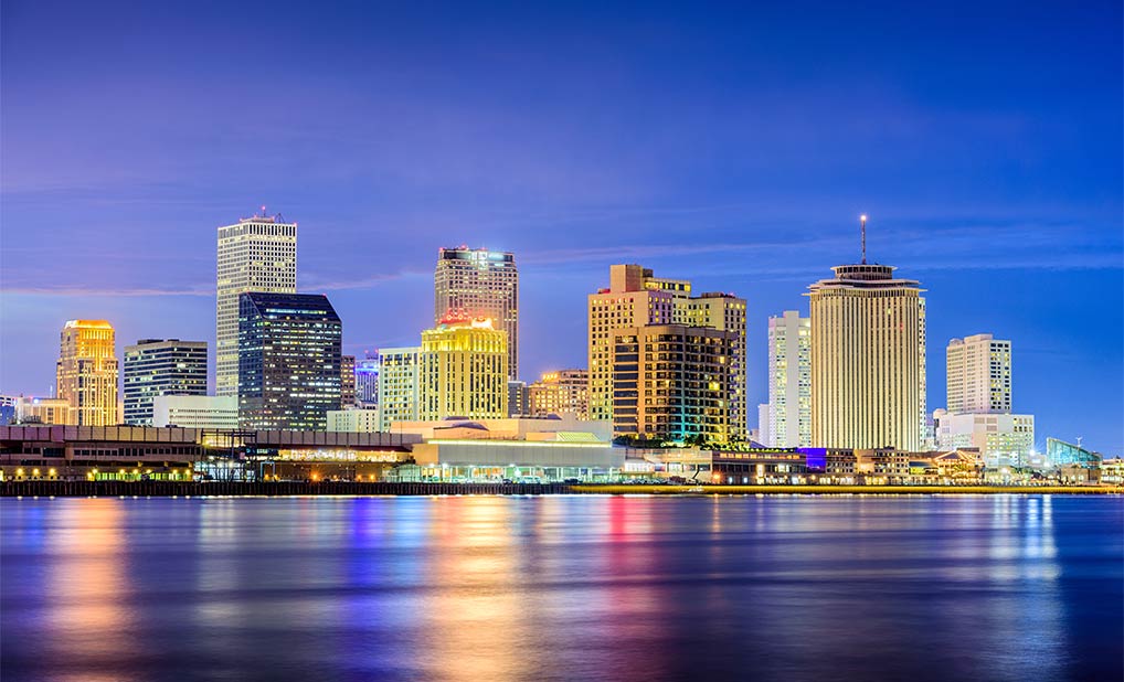 New Orleans skyline at night