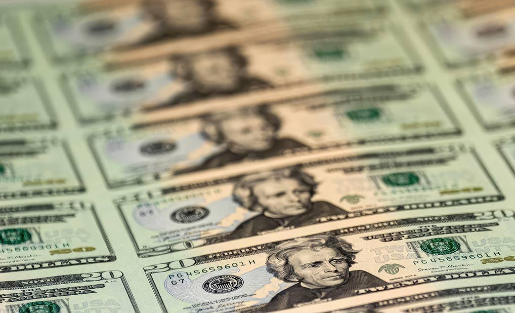 Sheet of new $20 bills