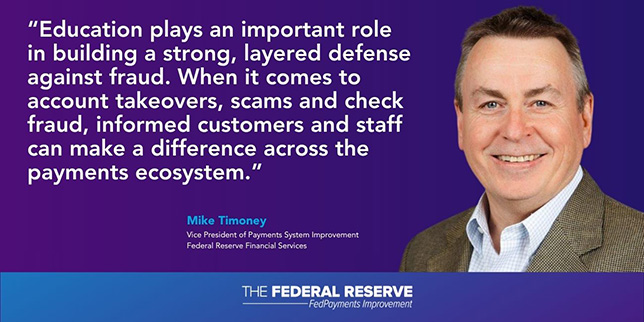 Mike Timoney quote about the importance of education in fraud mitigation