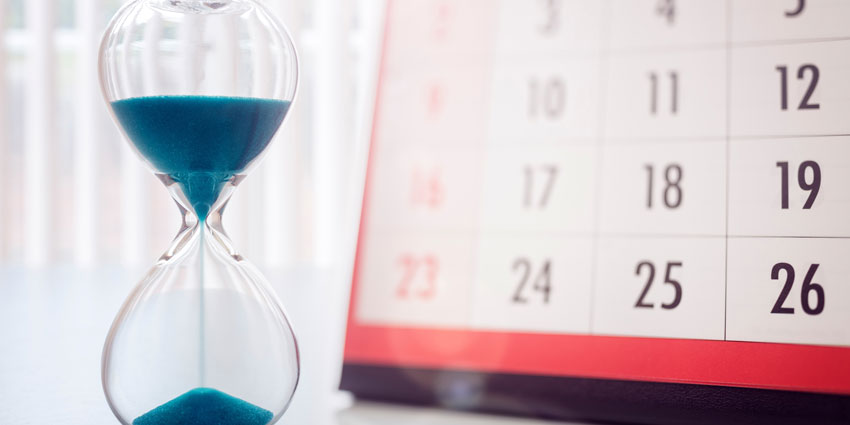 calendar with sand timer