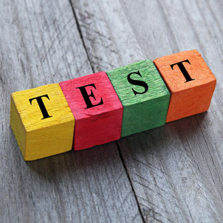 blocks spelling out the word test