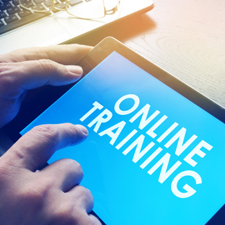 tablet that says online training