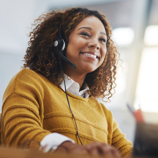 woman wearing a headset