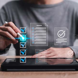 someone marking checkboxs with checkmarks