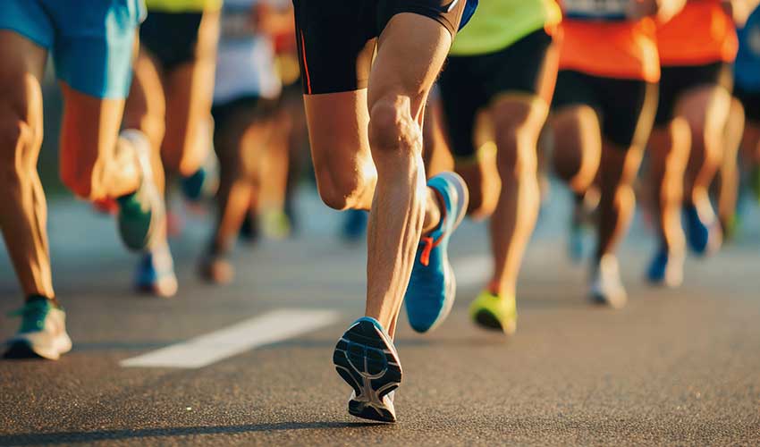 a group of runners running