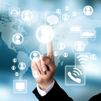 hand pointing at glowing symbols