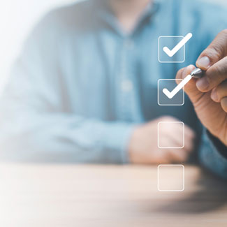 man checking off a list